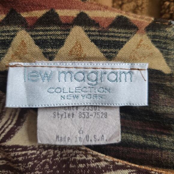Lew Magram Vintage 90s Wrap Front Dress 6 Island Tribal Boho Granola Girl Hippie - Picture 8 of 12